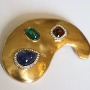 Vintage Unsigned Modernist Abstract Gold Color Brooch